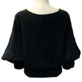 Load image into Gallery viewer, Camilla Black Wool Cable Knit Bead Embellished Surplice Sweater
