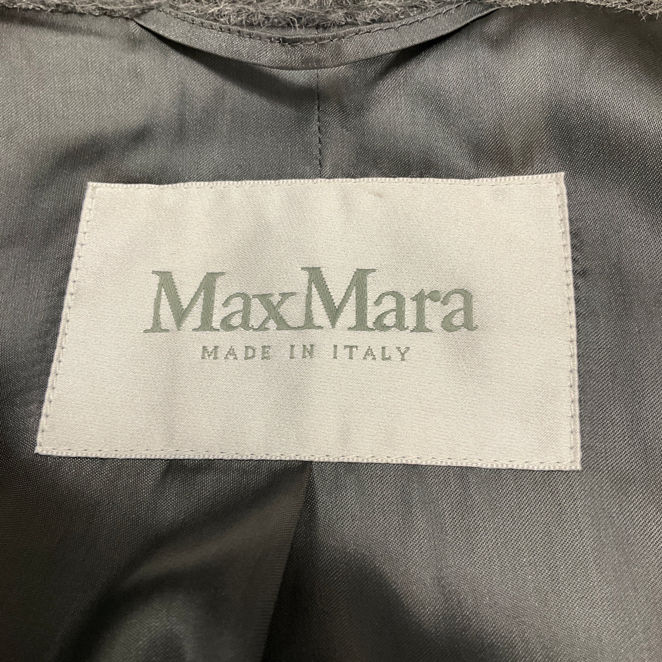 Max Mara Grey Belted Alpaca Coat