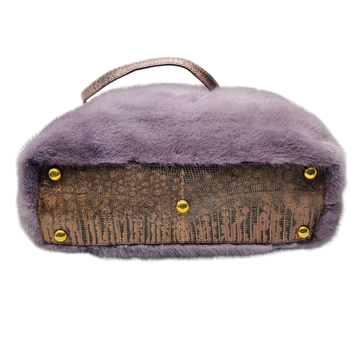 Valentino Lilac Ombre Effect Mink Fur Tote Handbag with Shoulder Strap and Embossed Leather Trim