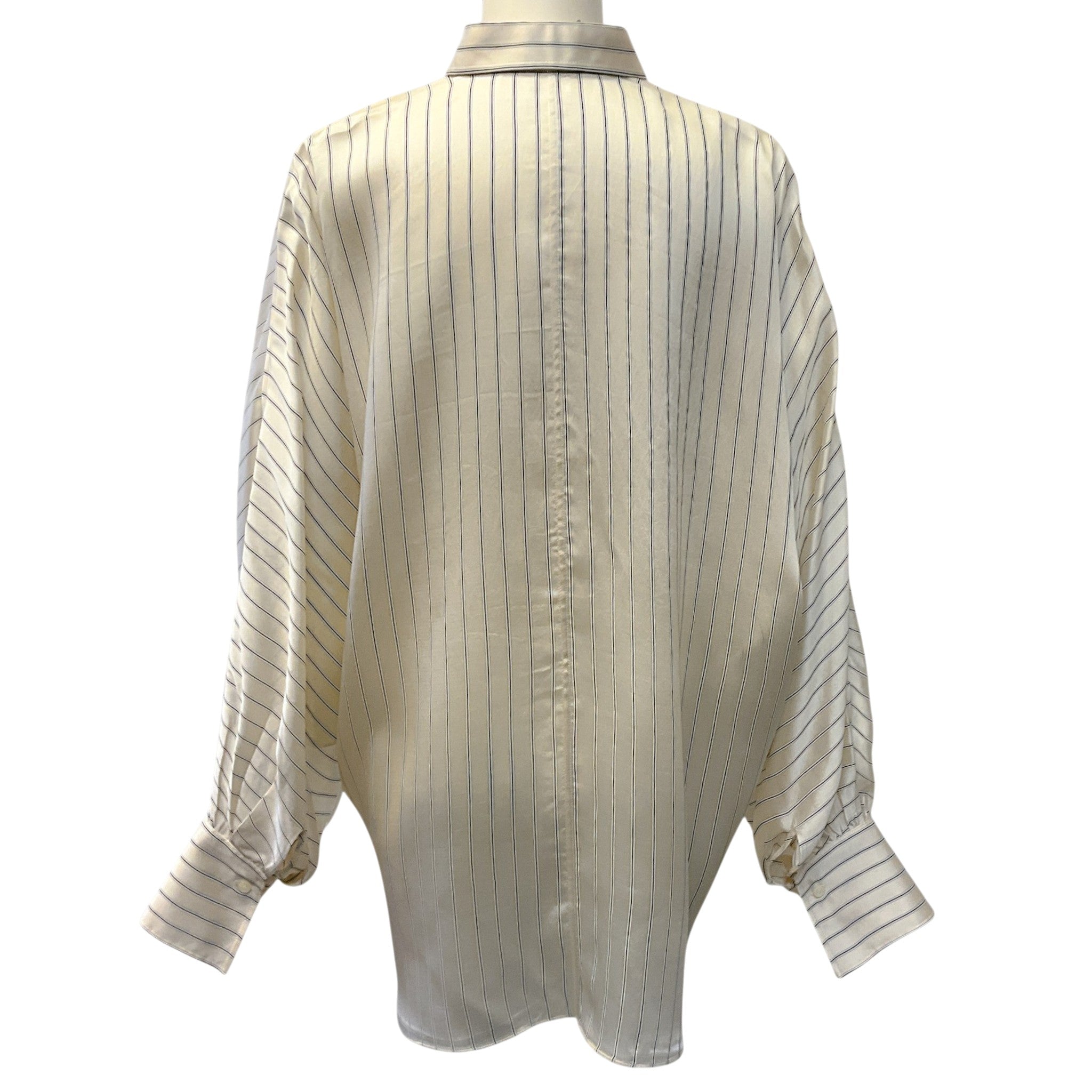 Brunello Cucinelli Ivory Oversized Blouse with Black Pinstripes