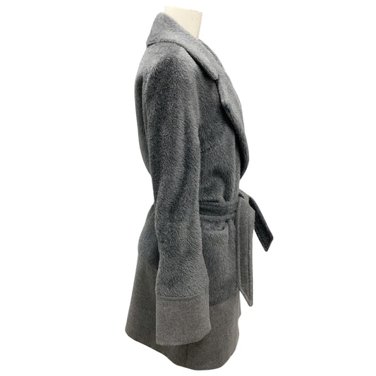 Max Mara Grey Belted Alpaca Coat
