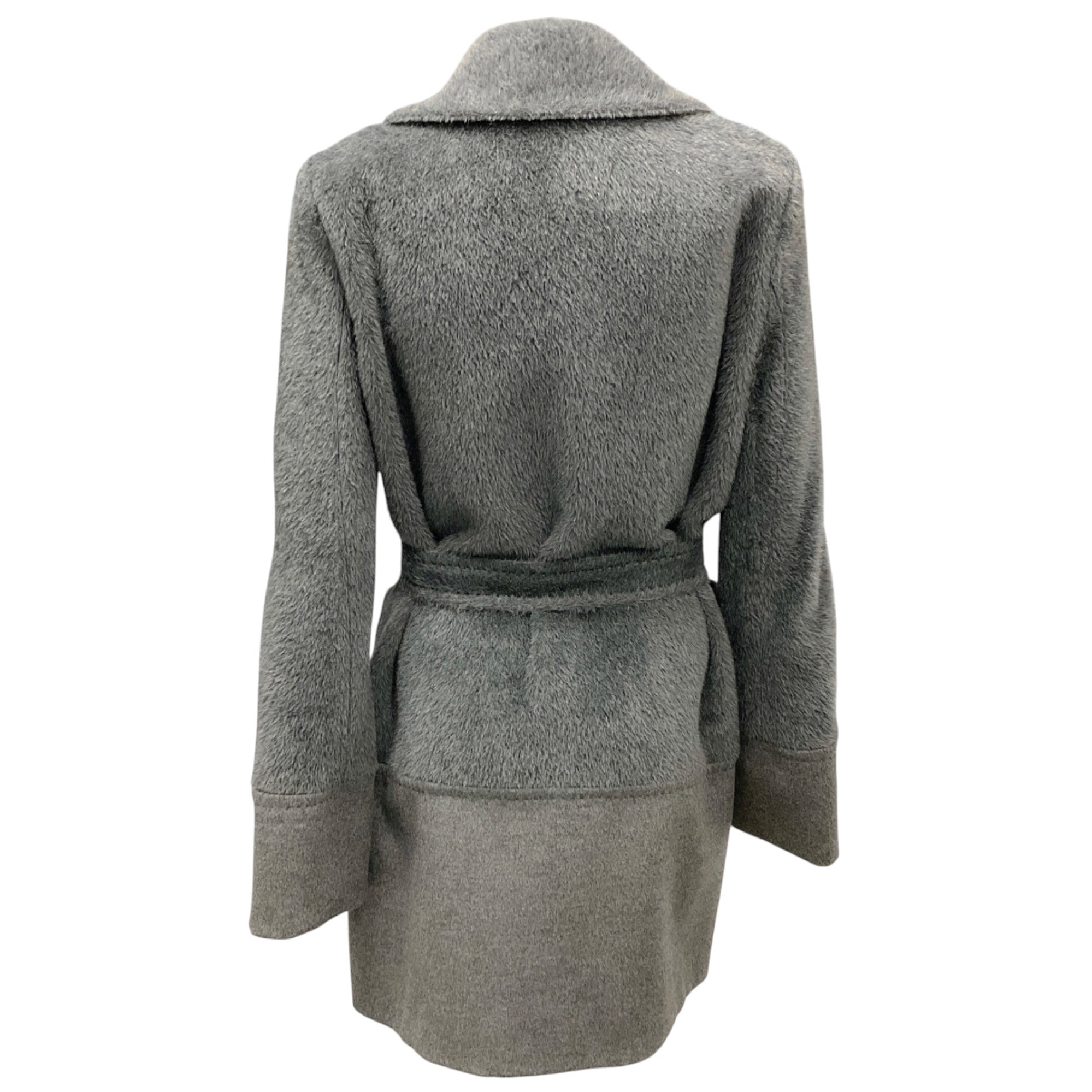 Max Mara Grey Belted Alpaca Coat