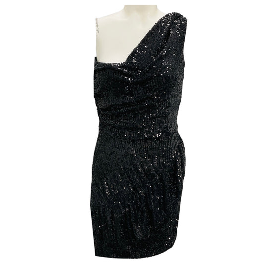 IRO Black Sila Sequined One Shoulder Mini Dress