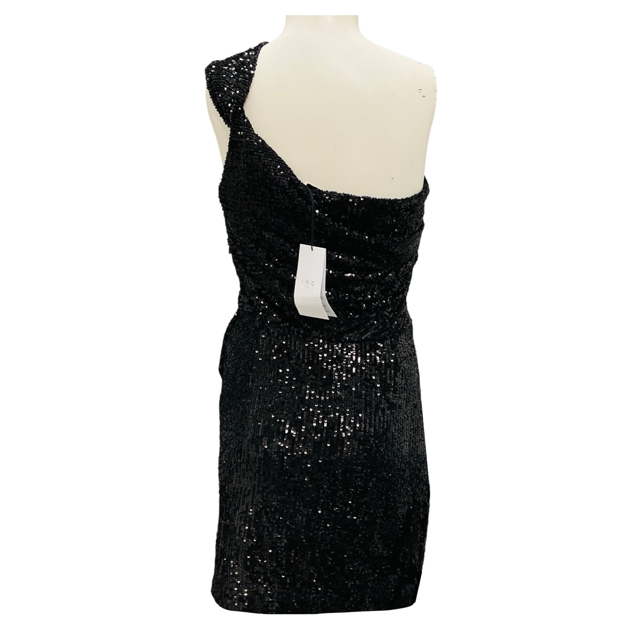 IRO Black Sila Sequined One Shoulder Mini Dress