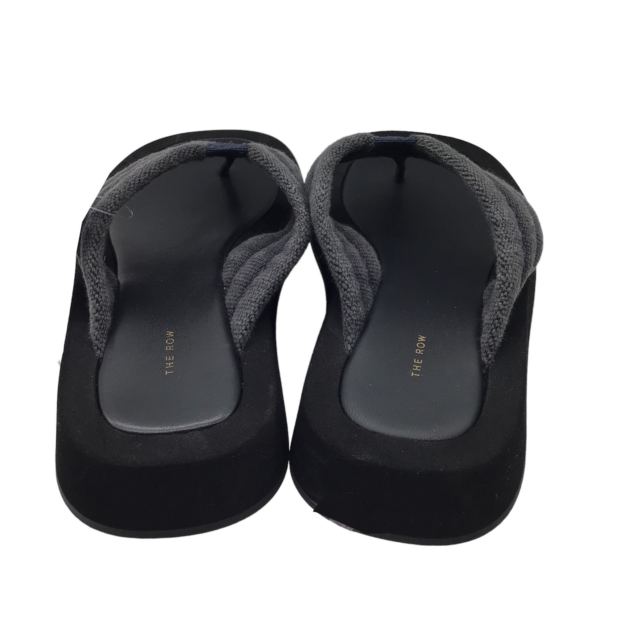 The Row Black / Navy Blue Canvas and Leather Ginza Sandals