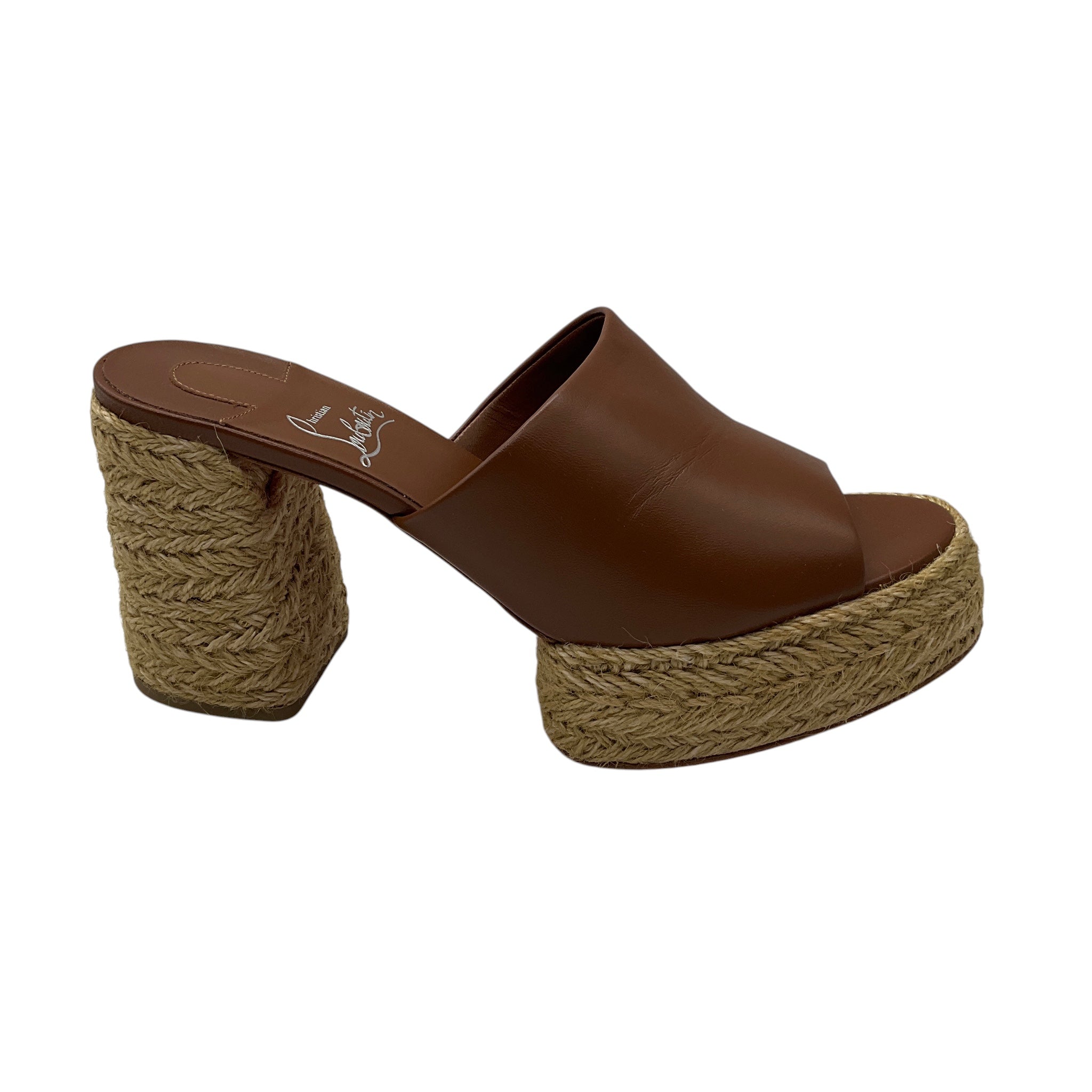 Christian Louboutin Brown Calakala Leather Espadrille Platform Sandal
