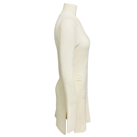 Gabriela Hearst Ivory Embroidered Long Sleeved Cashmere Knit Dress