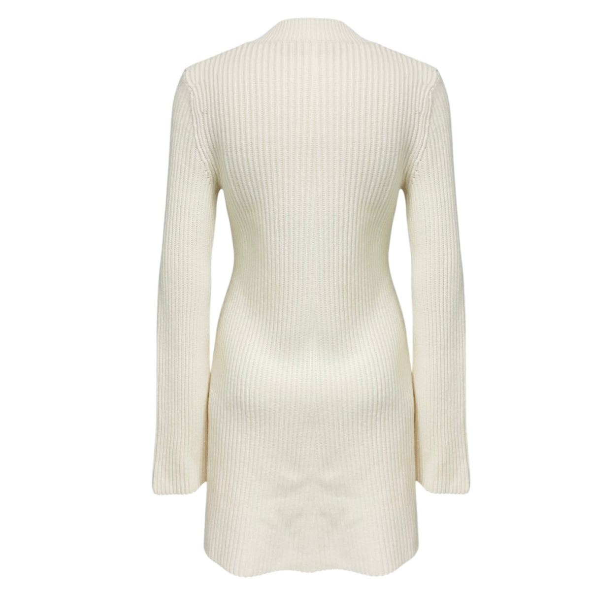 Gabriela Hearst Ivory Embroidered Long Sleeved Cashmere Knit Dress