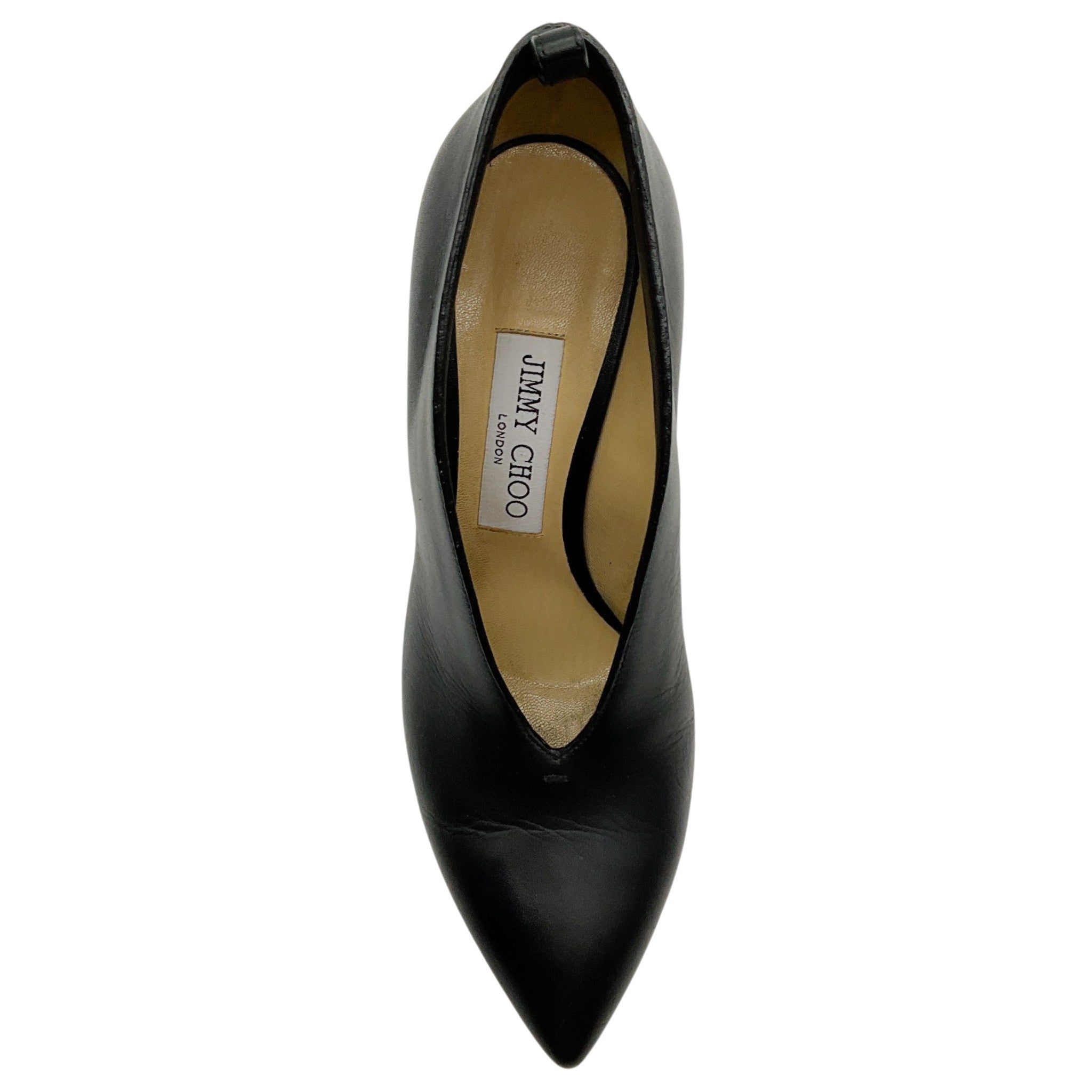 Jimmy Choo Black Leather V Cut Pumps