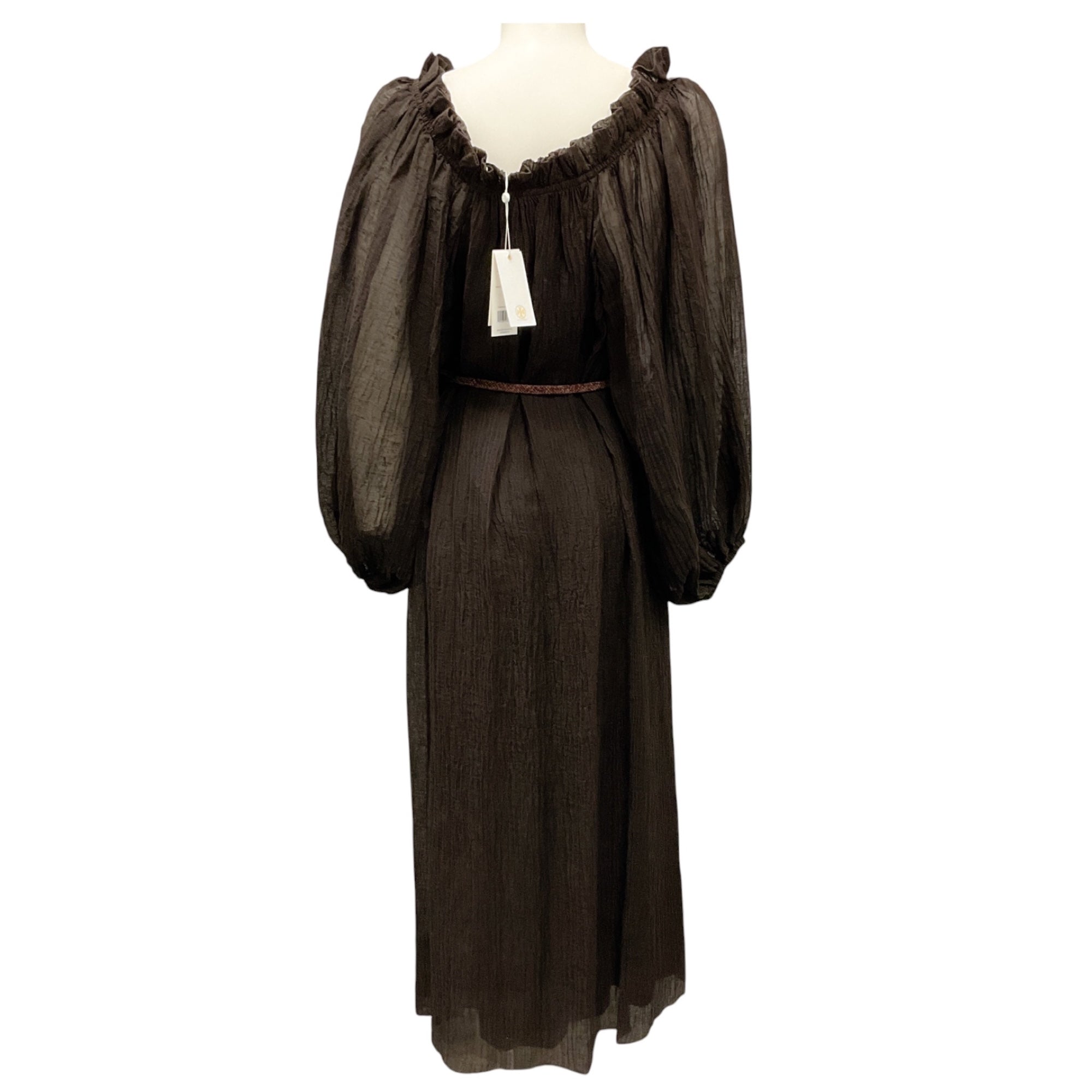 Tory Burch Deep Chocolate Ruffle Neck Dress