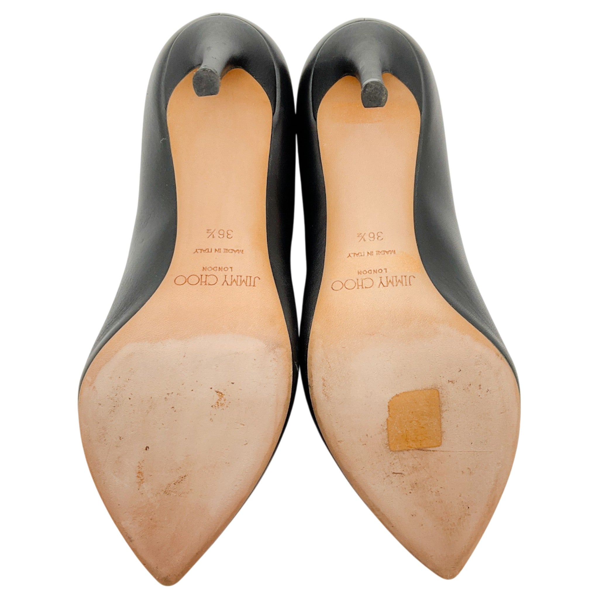 Jimmy Choo Black Leather V Cut Pumps