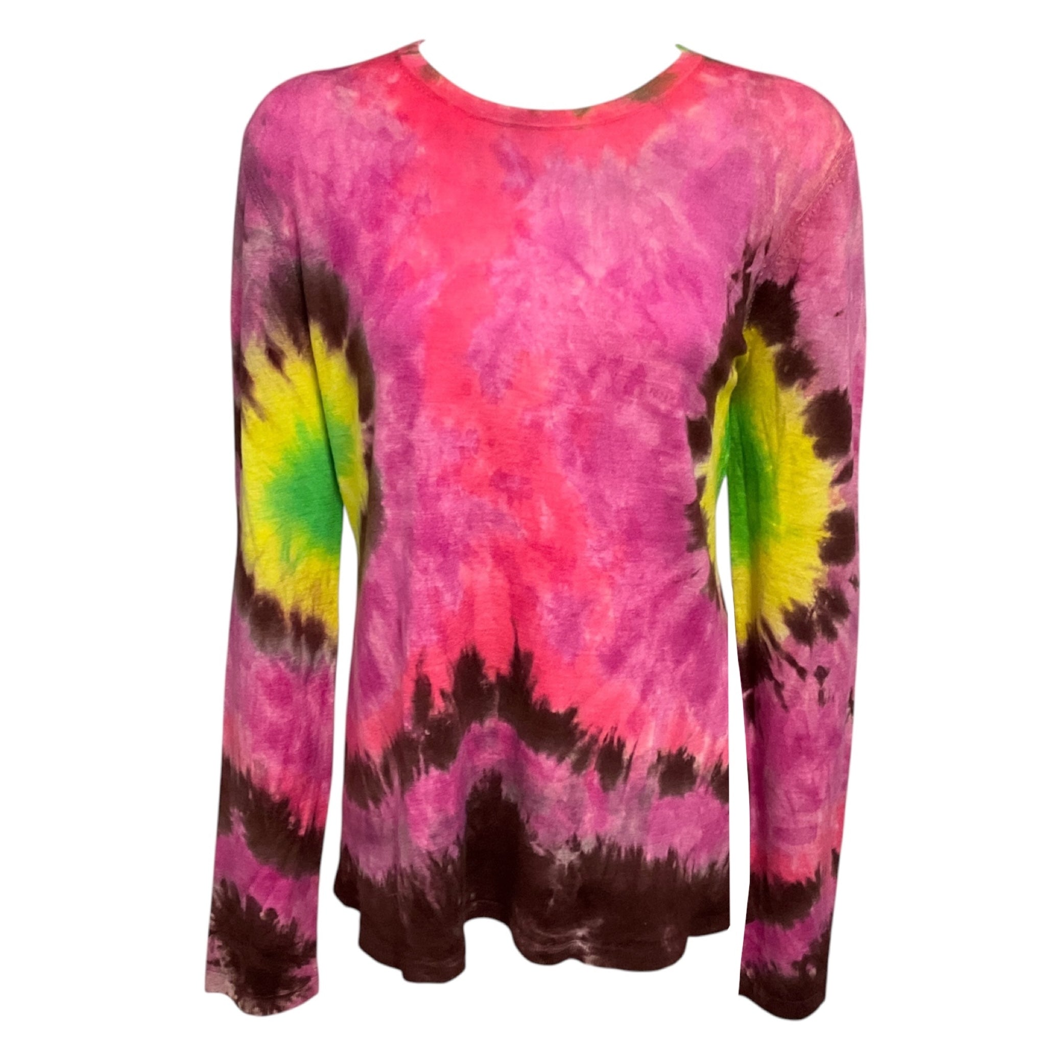 Gabriela Hearst Pink Multi Tie Dye Cashmere Knit Pullover Sweater