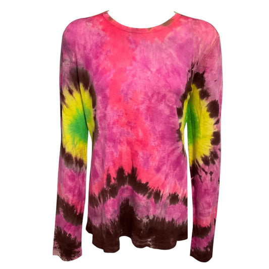 Gabriela Hearst Pink Multi Tie Dye Cashmere Knit Pullover Sweater