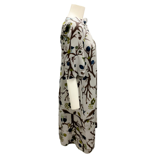 Marni Grey Multi Olive Print Silk Dress