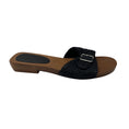 Load image into Gallery viewer, Gabriela Hearst Black Clover Buckled Jute Slide Sandals
