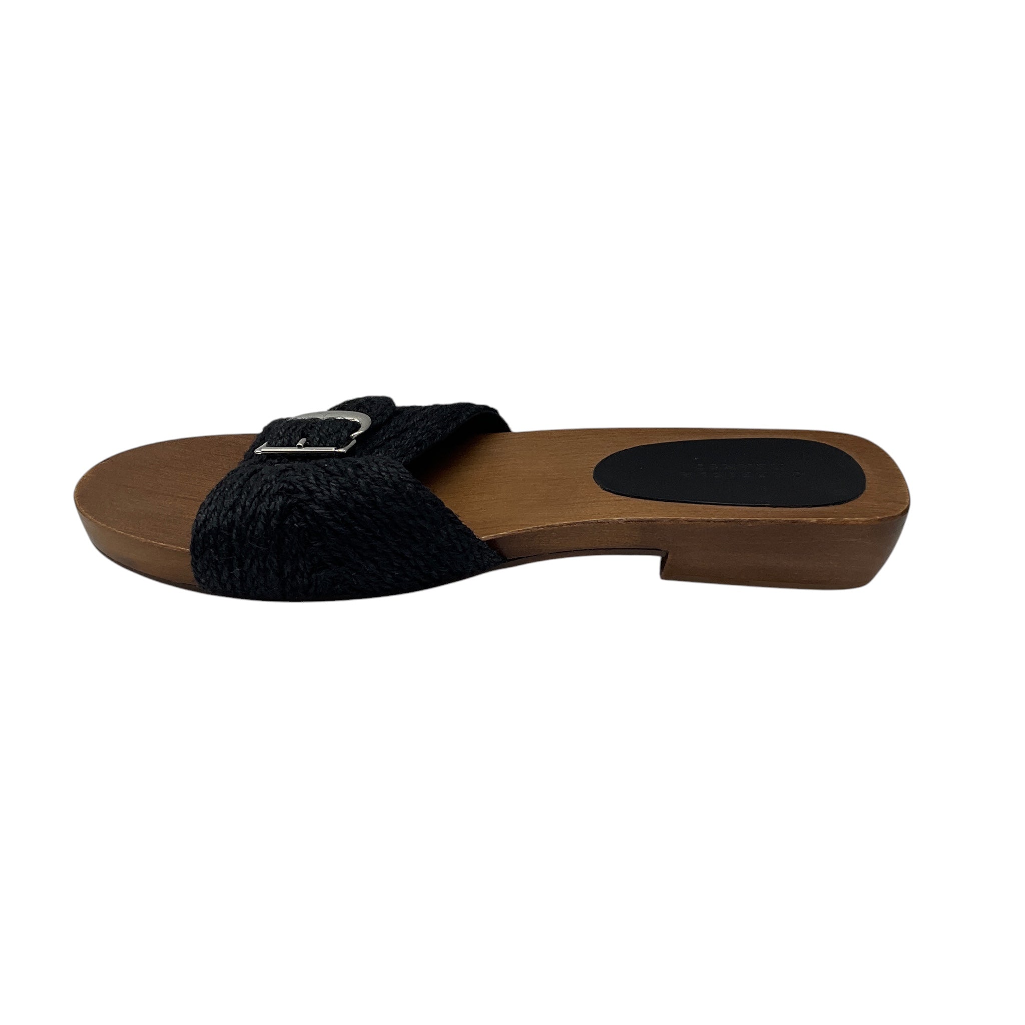 Gabriela Hearst Black Clover Buckled Jute Slide Sandals