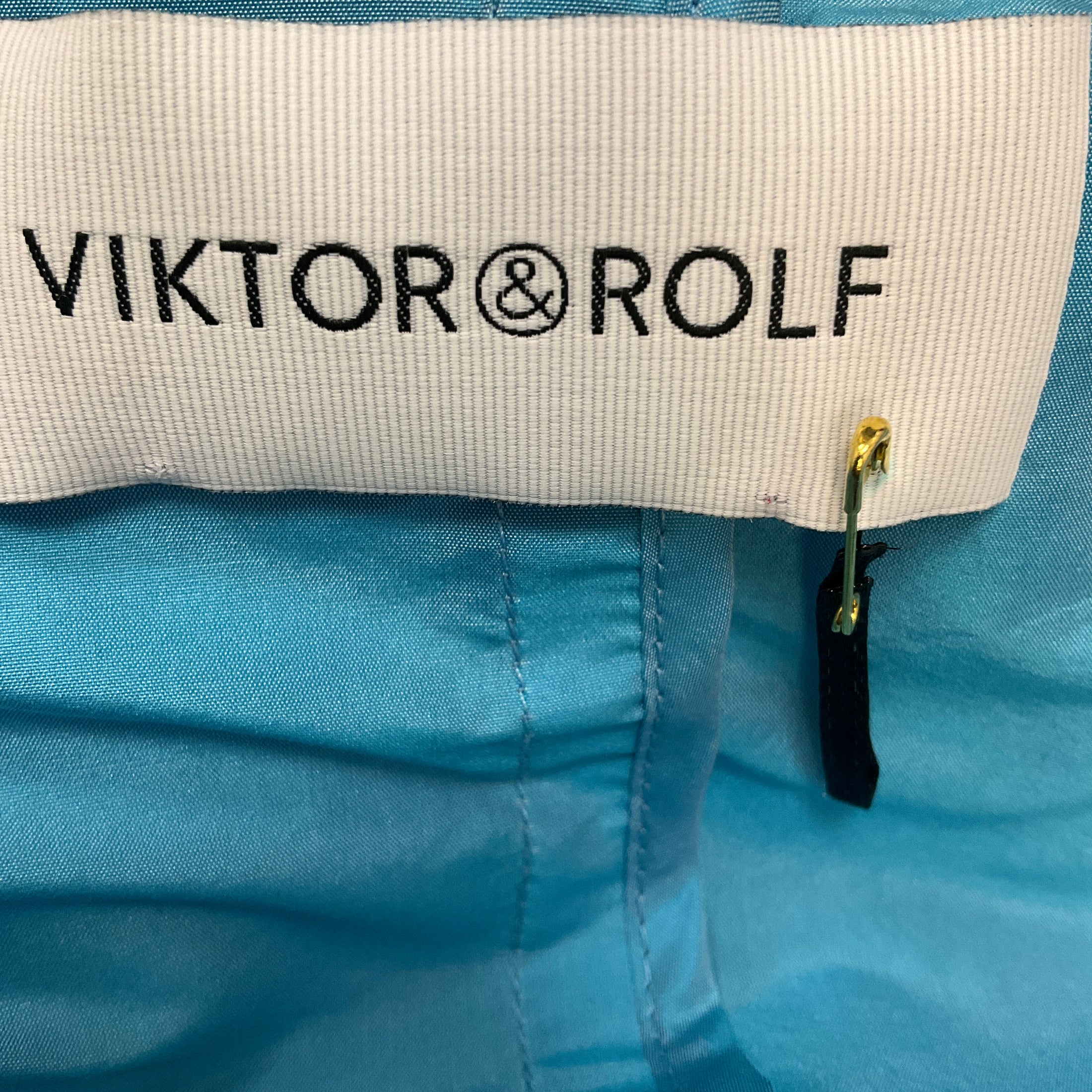 Viktor & Rolf Turquoise Blue Silk Taffeta Trench Coat with Belt