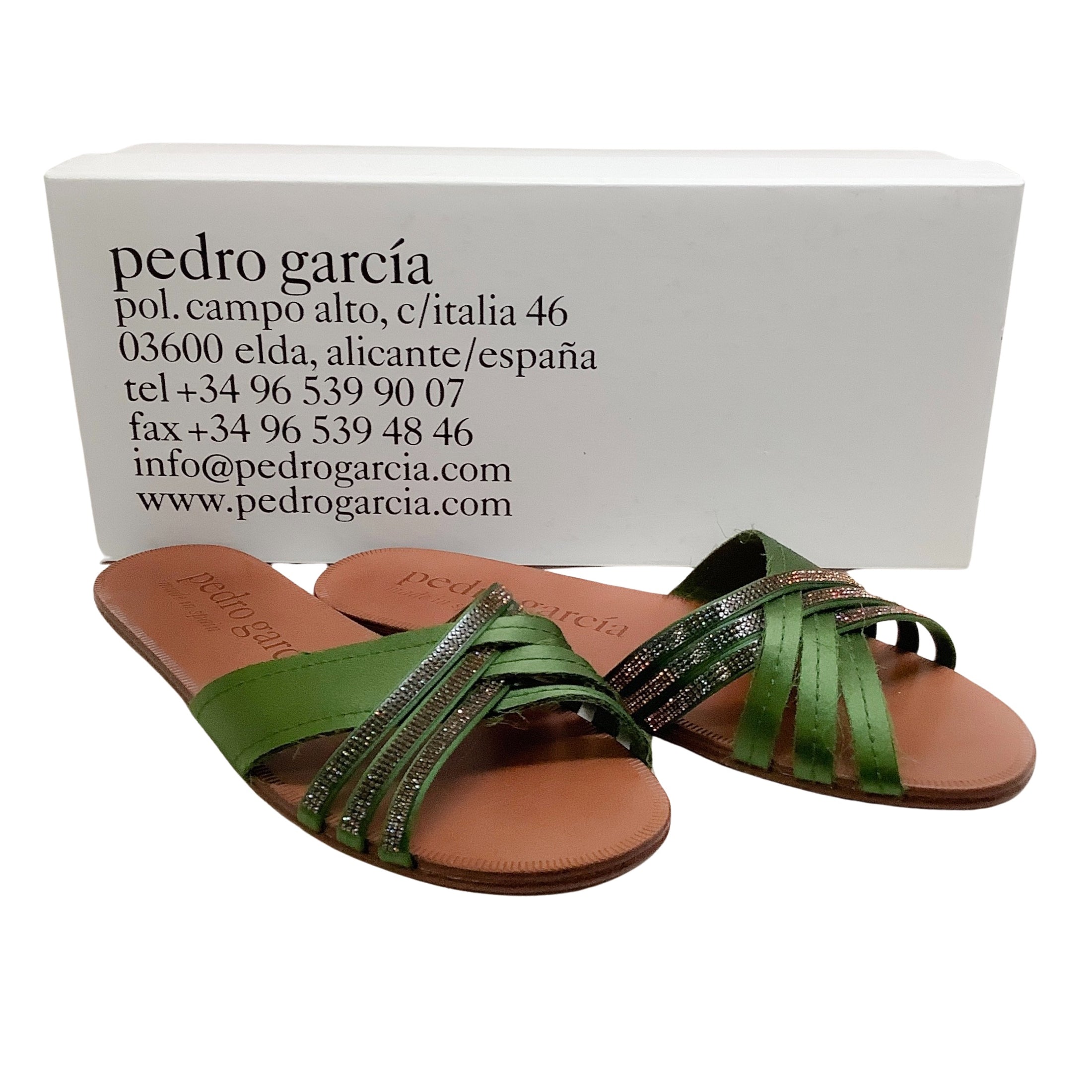Pedro Garcia Bamboo Satin Paty Sandals with Swarovski Crystals