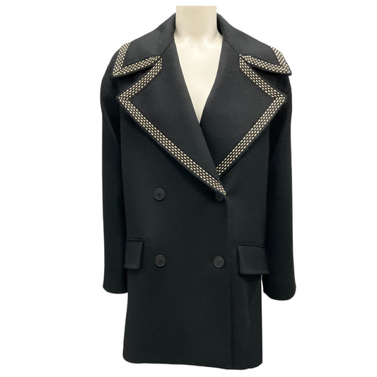 Malej Black / Gold Metallic Trimmed Double Breasted Coat