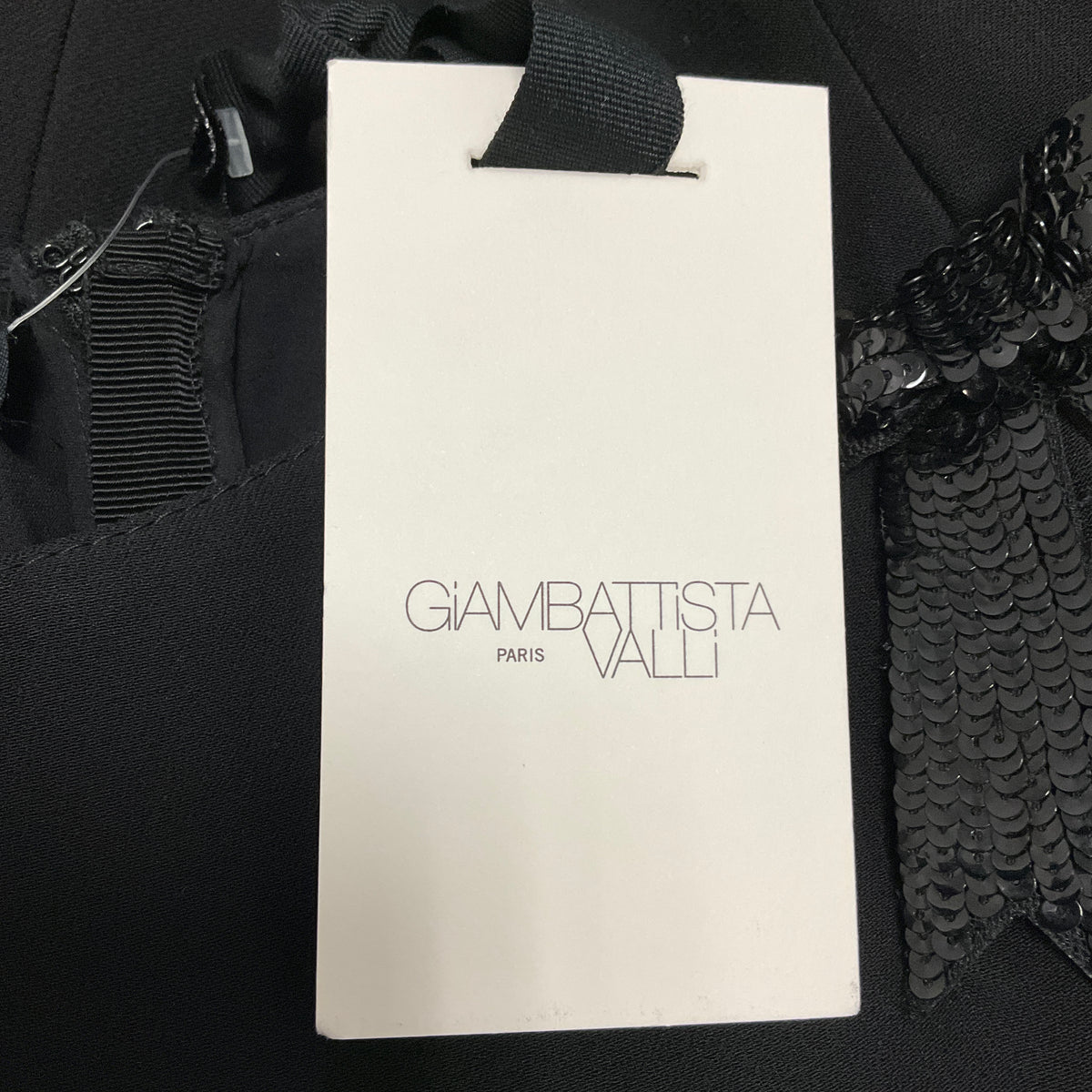 Giambattista Valli Black Sleeveless Crepe Mini Dress with Sequined Bow Embellishments