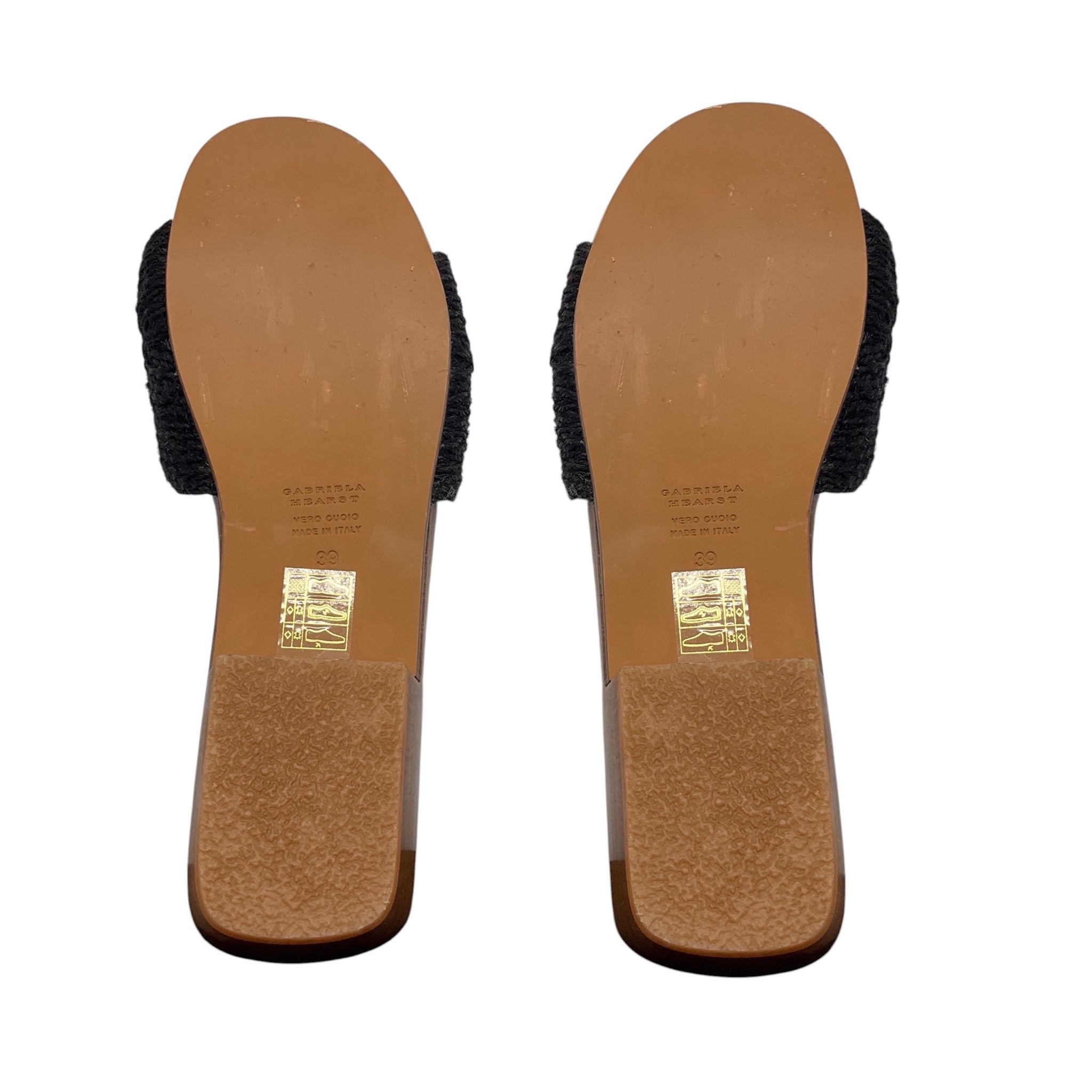 Gabriela Hearst Black Clover Buckled Jute Slide Sandals