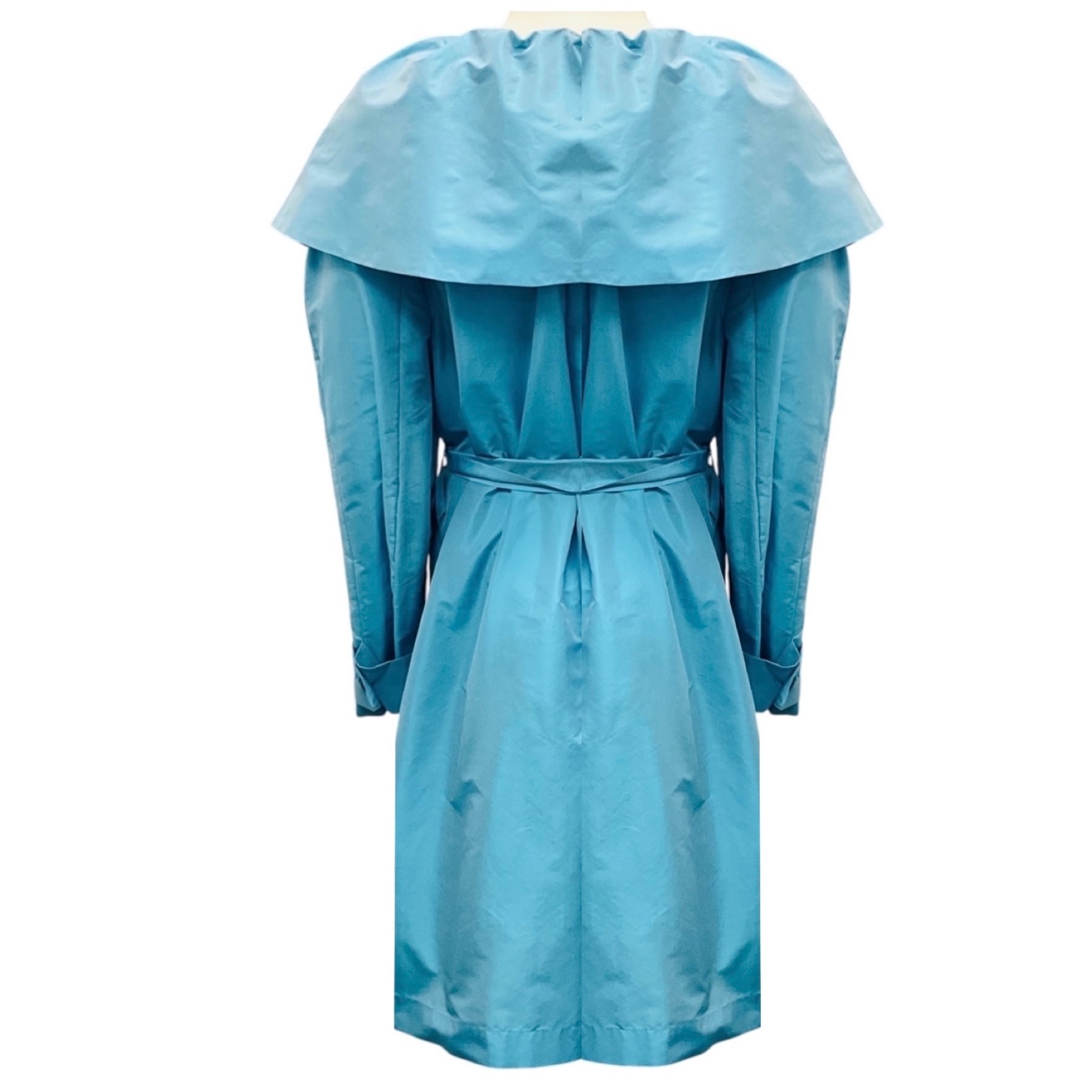 Viktor & Rolf Turquoise Blue Silk Taffeta Trench Coat with Belt