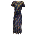 Load image into Gallery viewer, Marni Navy Blue Multi Belted Floral Printed Short Sleeved Crepe Dress
