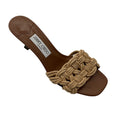 Load image into Gallery viewer, Jimmy Choo Tan Chara 70 Leather and Crochet Raffia Mule Sandal
