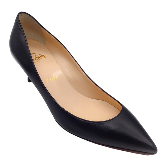 Christian Louboutin Black Pigalle Follies 55 Pointed Toe Leather Pumps