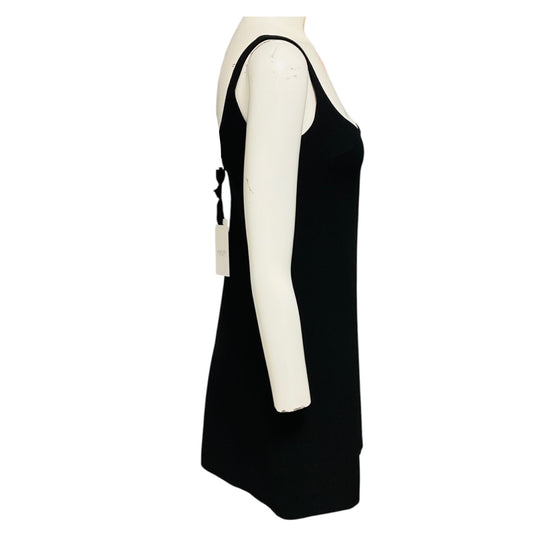 Giambattista Valli Black Sleeveless Crepe Mini Dress with Sequined Bow Embellishments