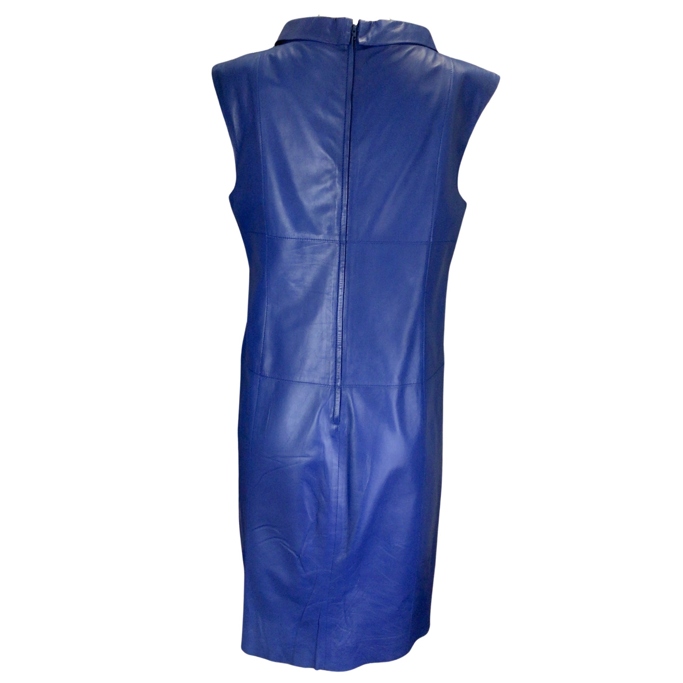 Worth Royal Blue Sleeveless Leather Midi Dress