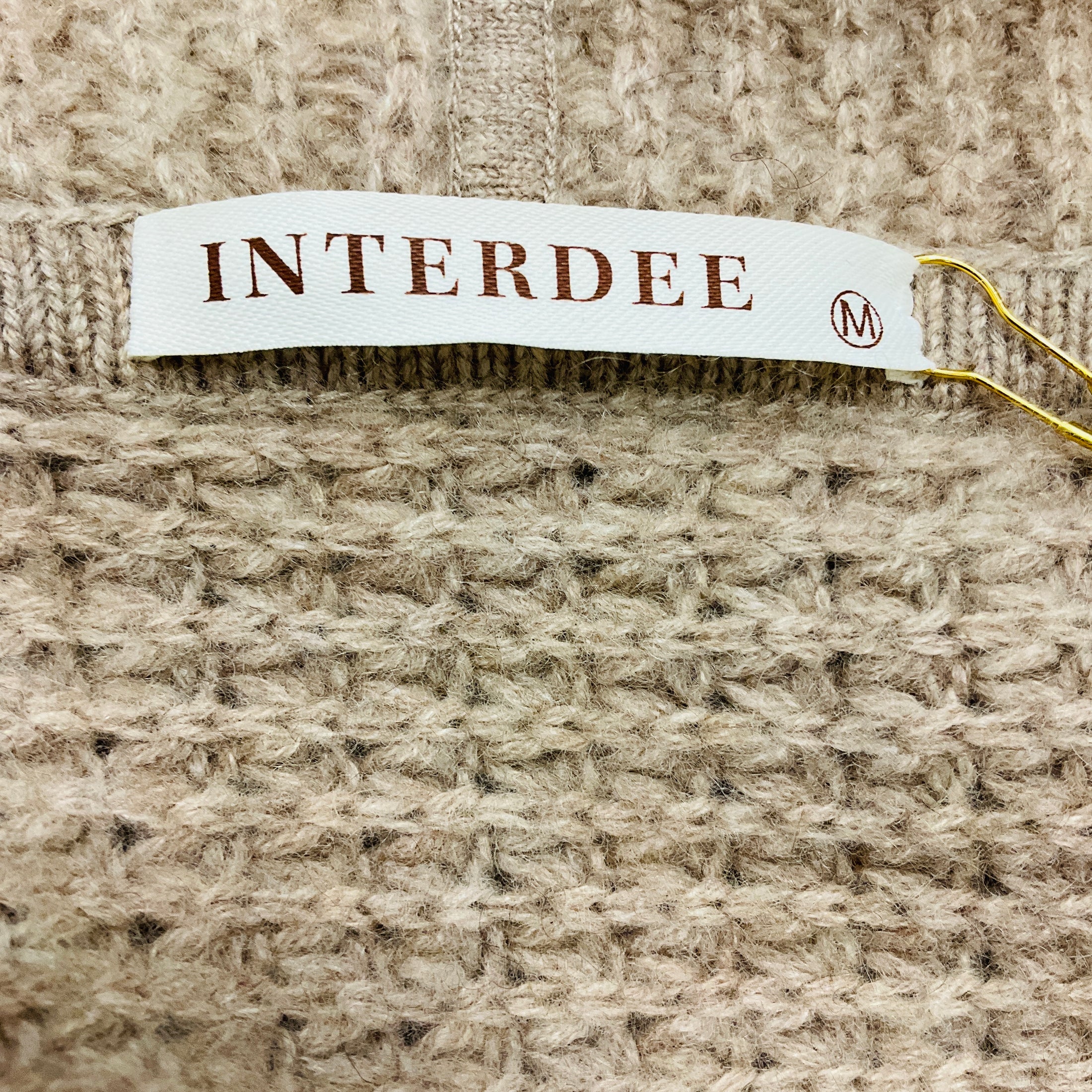 Interdee Taupe Cashmere Knit Long Cardigan Sweater