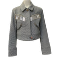 Load image into Gallery viewer, Alexander Wang Black / White Houndstooth Cropped Jacket with Metal Fringe
