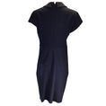 Load image into Gallery viewer, Giorgio Armani Navy Blue Short Sleeved Silk Lined V-Neck Wool Dress
