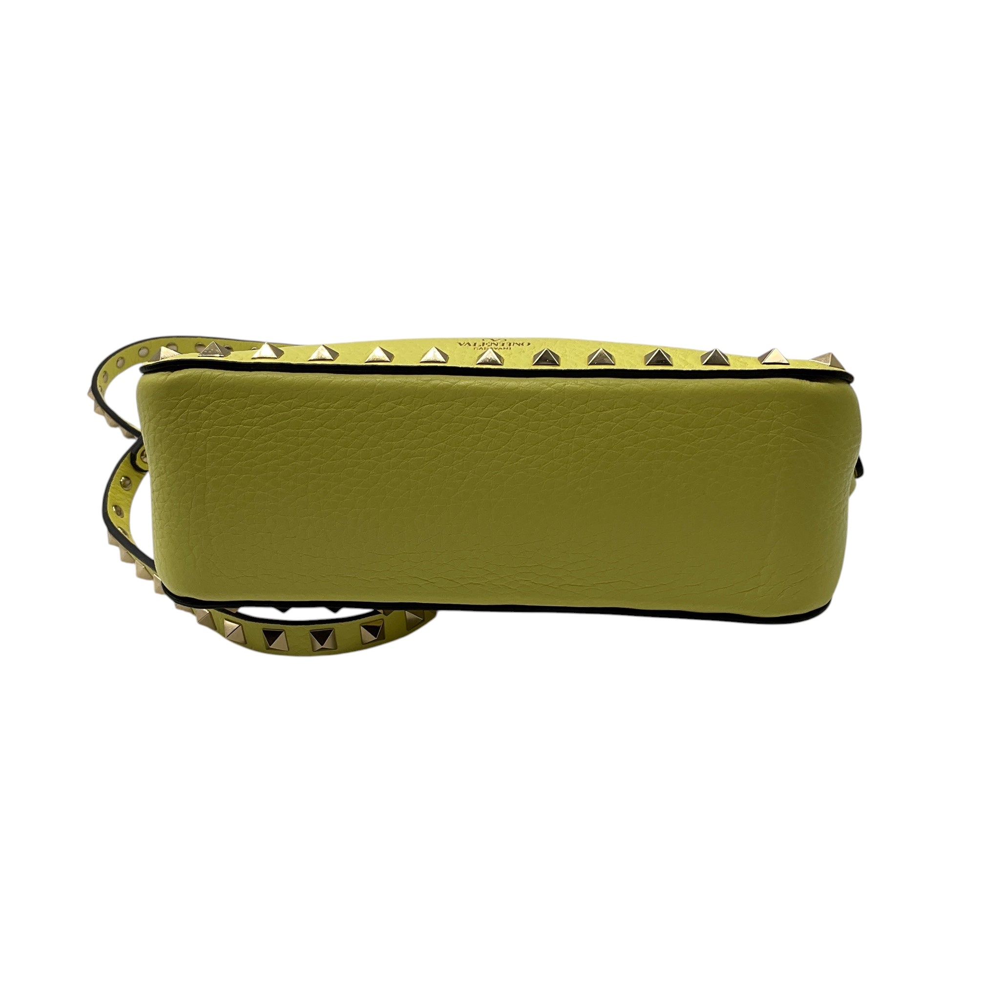 Valentino Yellow / Gold Rockstud Grained Leather Crossbody Bag