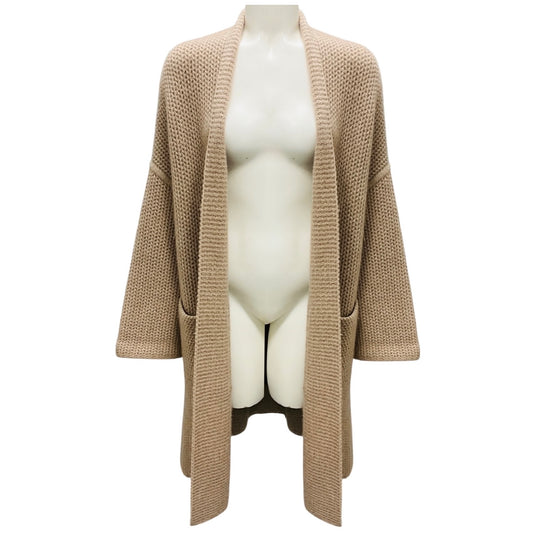 Interdee Taupe Cashmere Knit Long Cardigan Sweater
