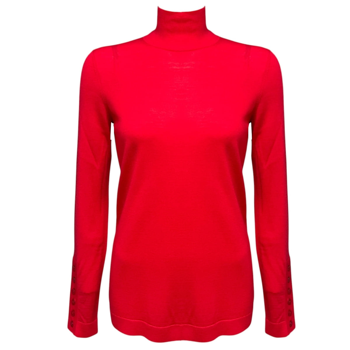 St. John Scarlet Wool Knit Turtleneck Sweater