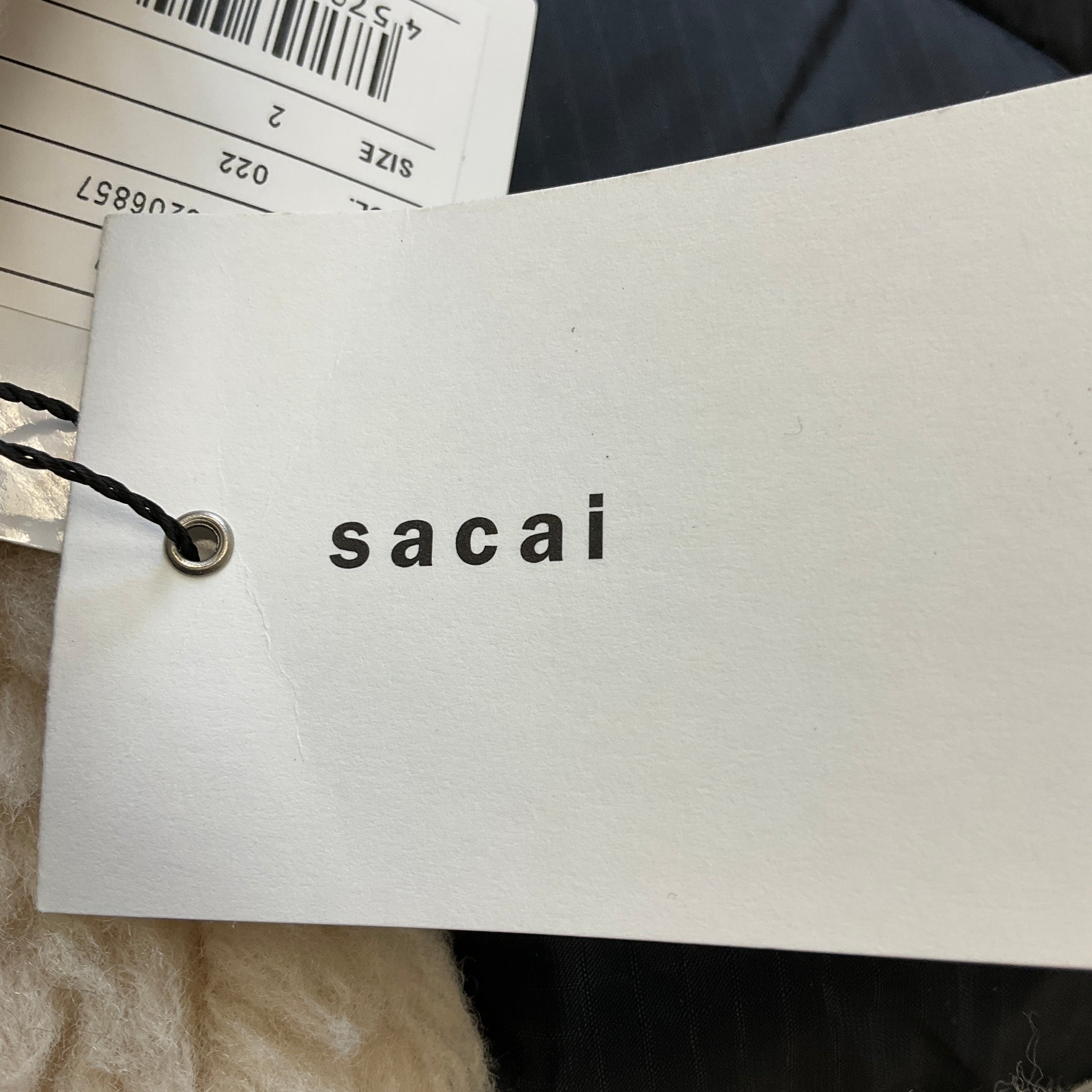 Sacai Ecru / Black Faux Shearling Coat