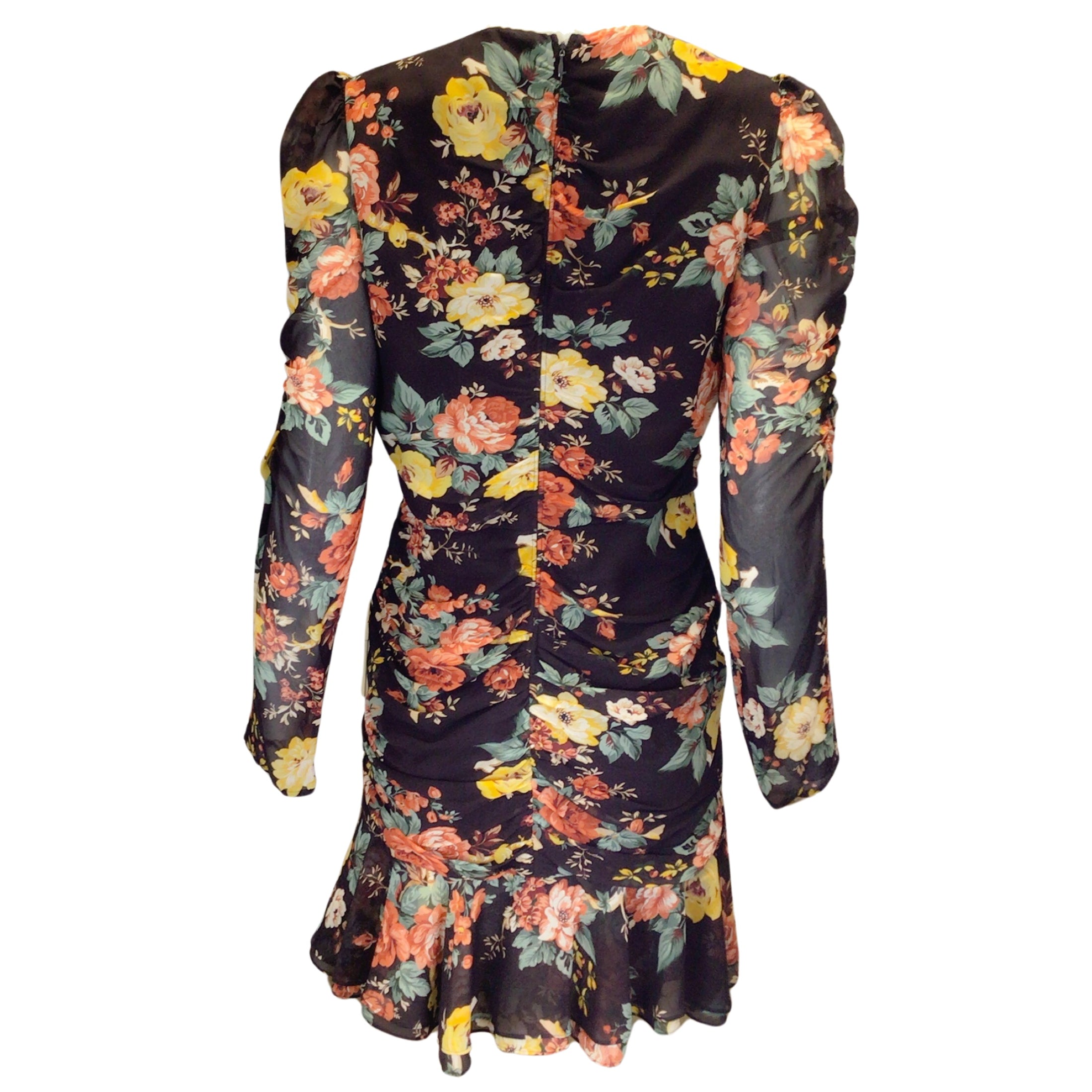Veronica Beard Hedera Oxblood Multi Floral Printed Silk Midi Dress