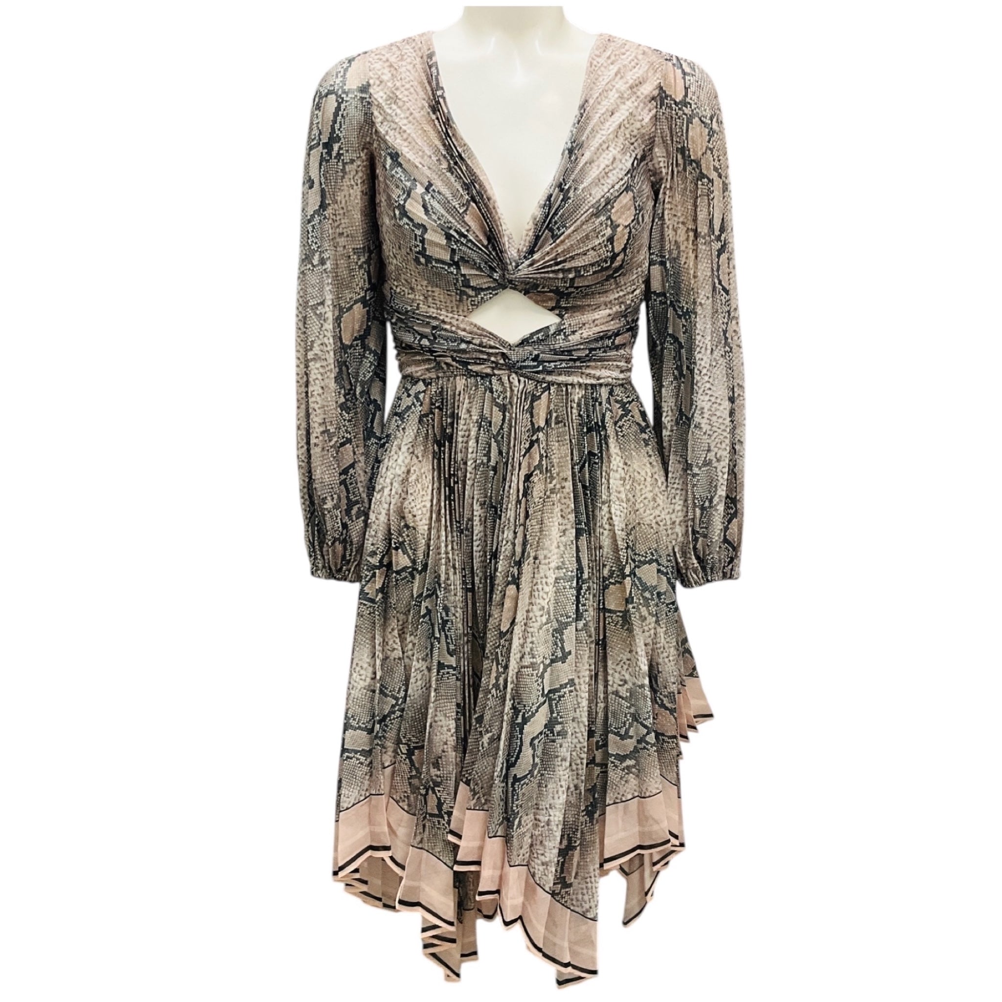 Zimmermann Beige / Taupe Multi Corsage Python Coquette Snake Print Cutout Dress