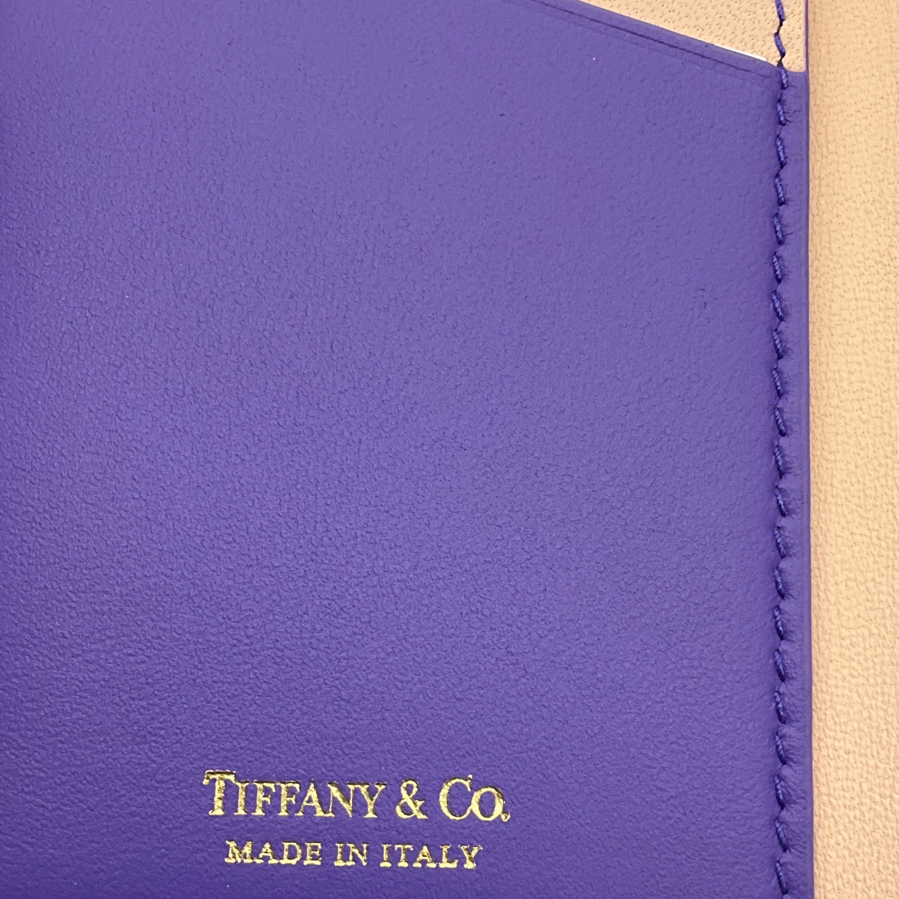 Tiffany White / Purple / Pink Pebbled Leather Card Holder Wallet with Gold Logo Hardware