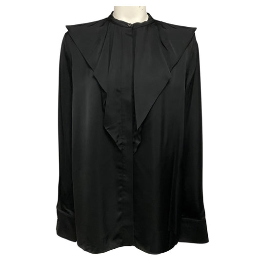 Jil Sander Black Ruffled Button Front Blouse