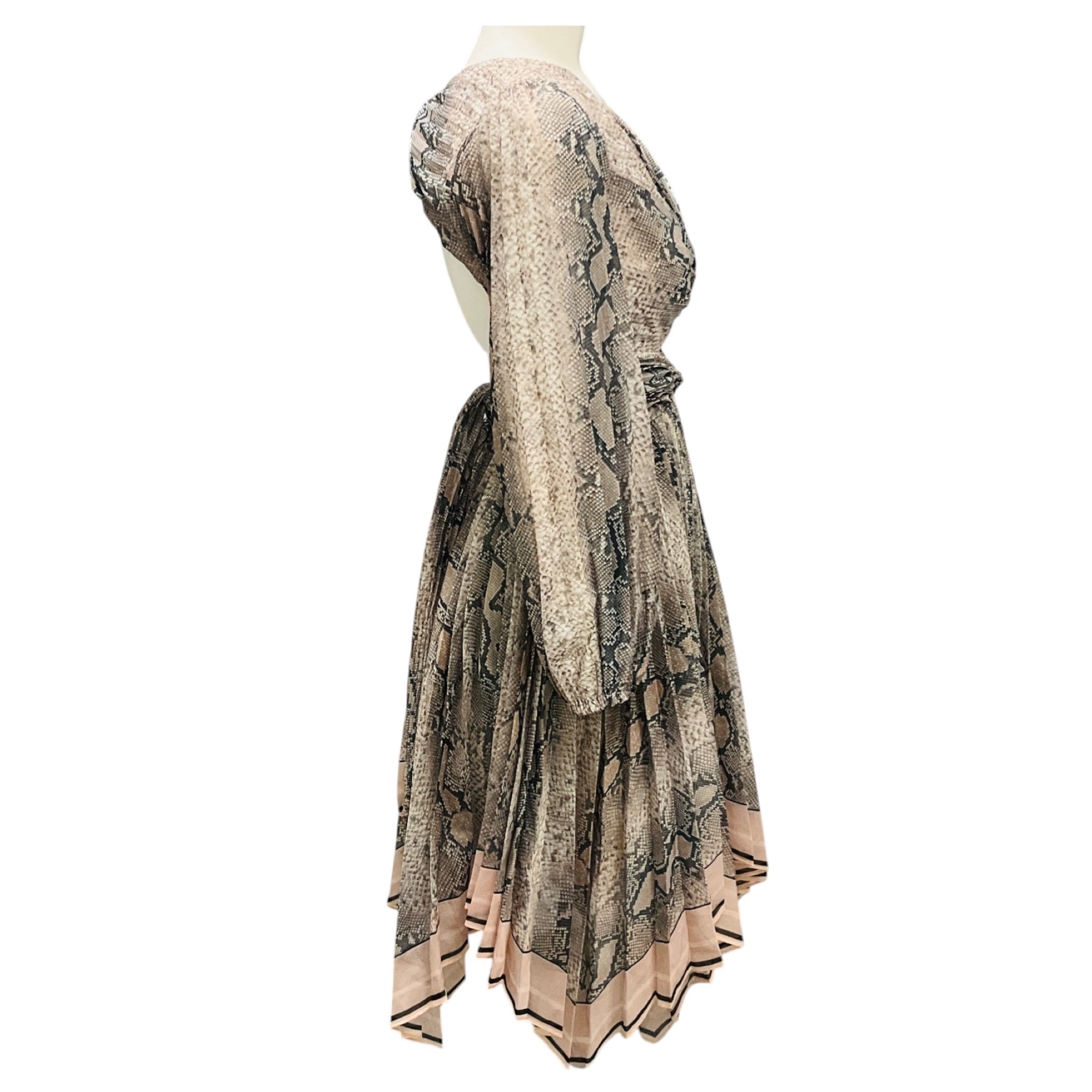 Zimmermann Beige / Taupe Multi Corsage Python Coquette Snake Print Cutout Dress