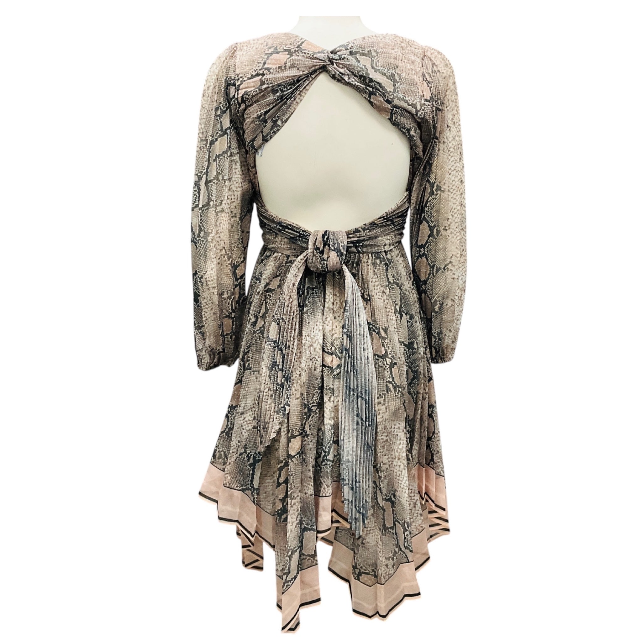 Zimmermann Beige / Taupe Multi Corsage Python Coquette Snake Print Cutout Dress