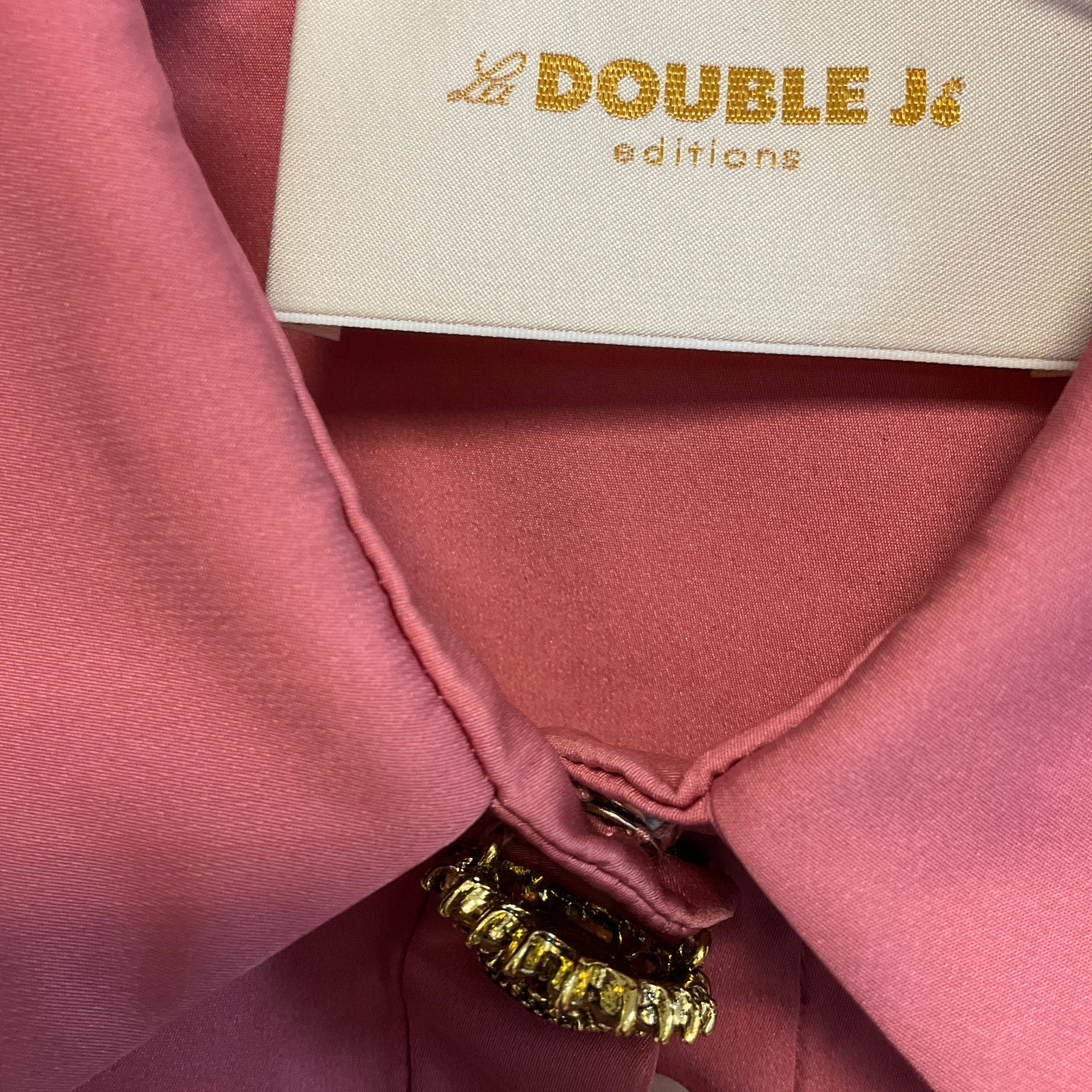 La DoubleJ Blush Pink Ruffled Choux Dress with Jewel Button