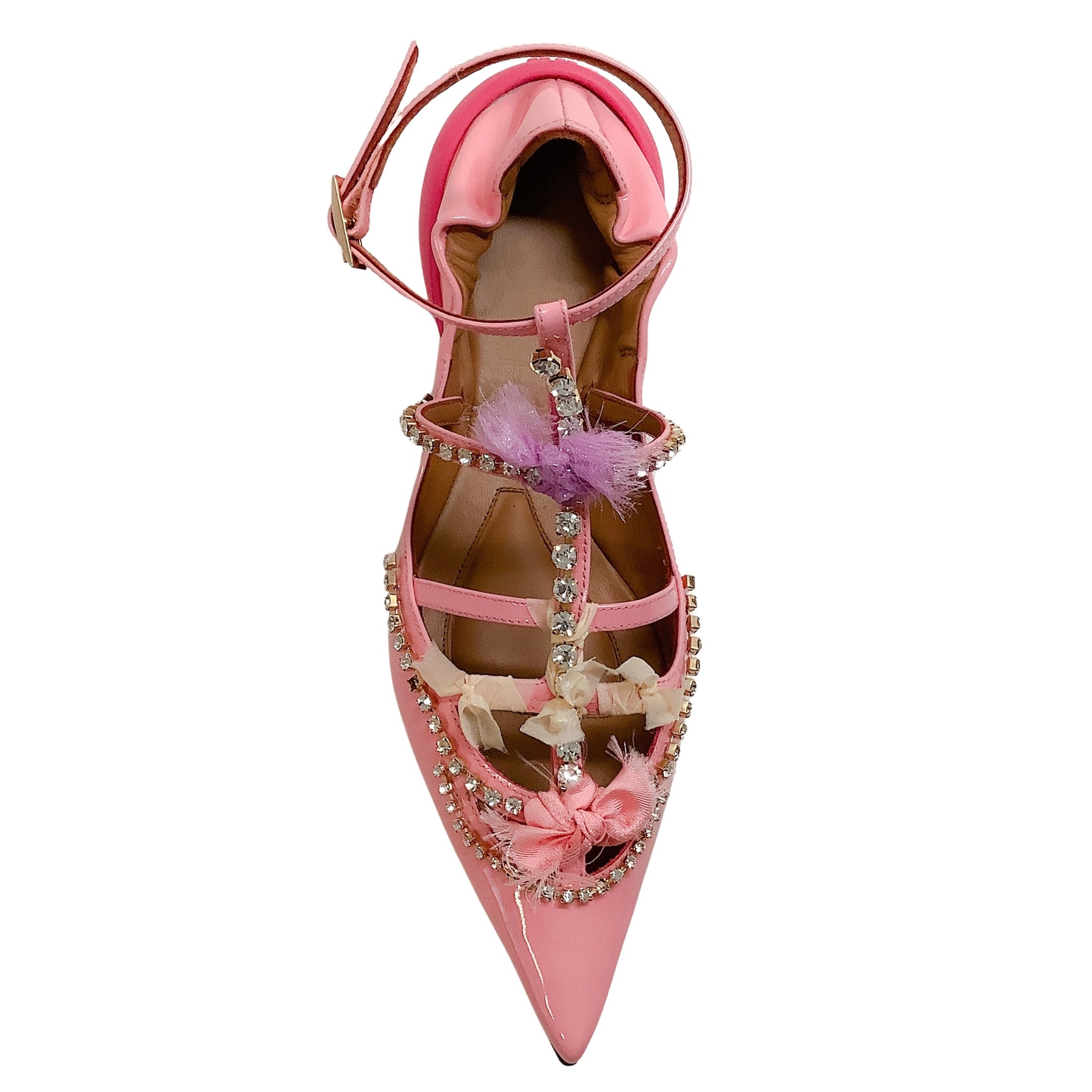 13 09 SR Pink Patent Embellished Tootsy Ballet Flats