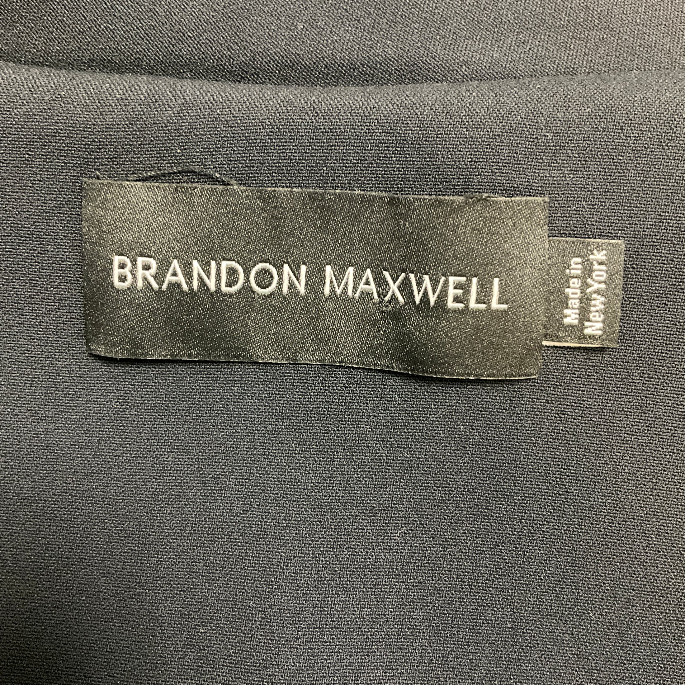 Brandon Maxwell Navy Blue Viscose Crepe Blazer Jacket
