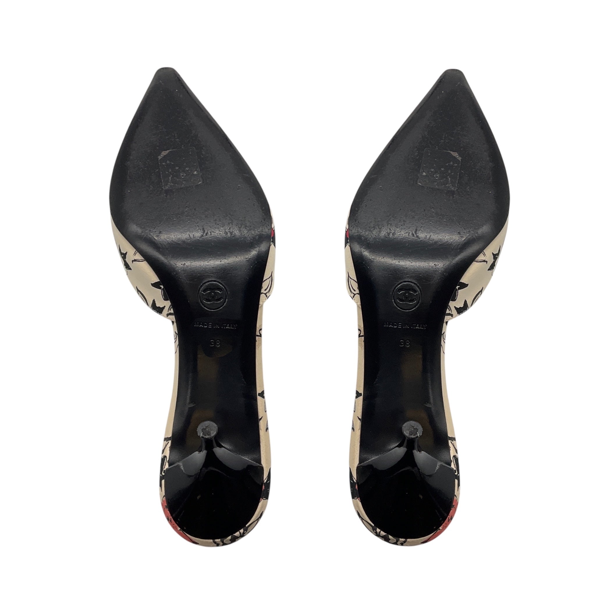 Chanel Ivory Multi Floral Fabric Mules with Leather CC Logo