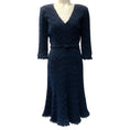 Load image into Gallery viewer, Oscar de la Renta Navy Blue Belted Midi Dress
