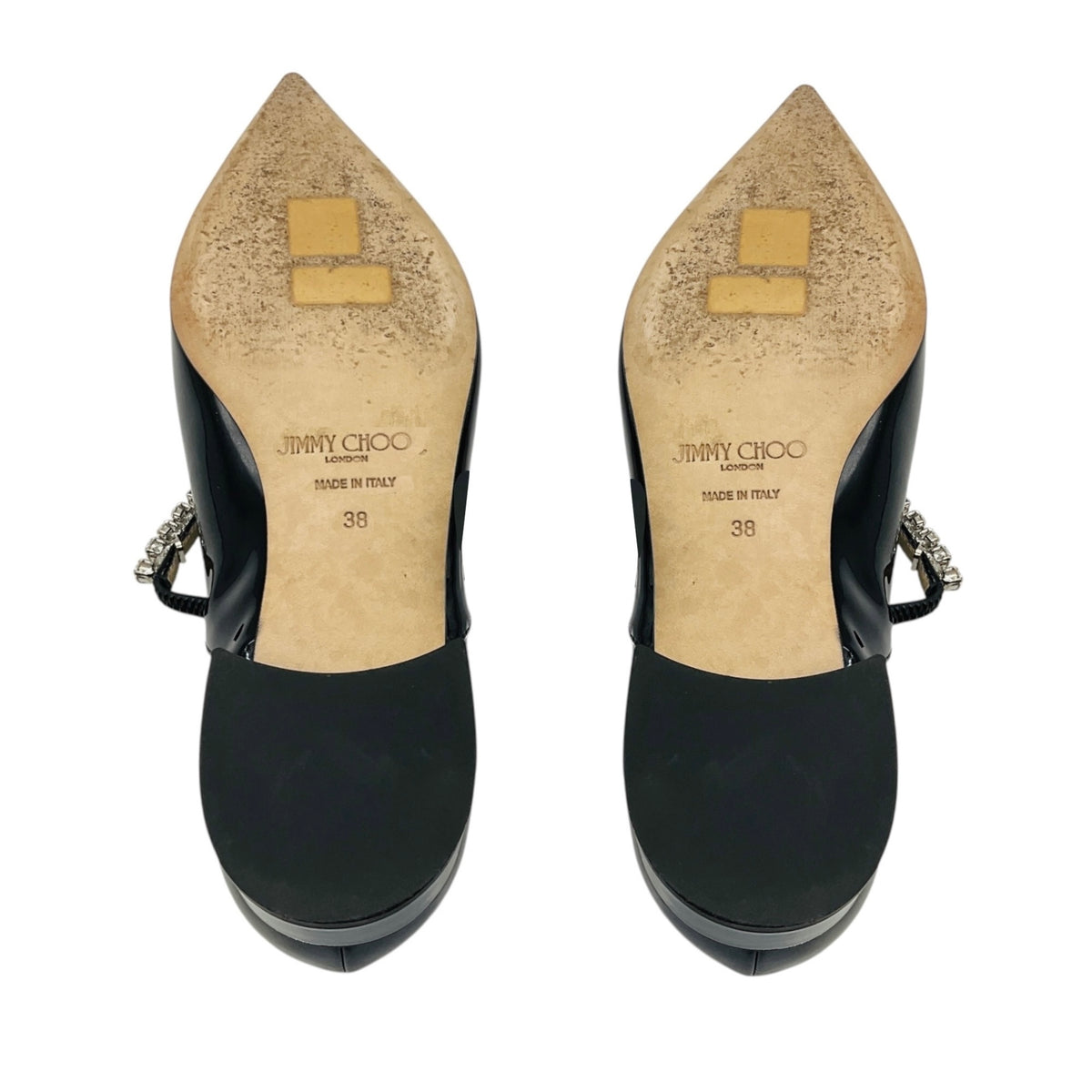 Jimmy Choo Black Bing Crystal Embellished Patent Leather Flats